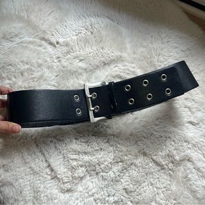 SUZI ROHER Waist Black Leather Oversized Belt